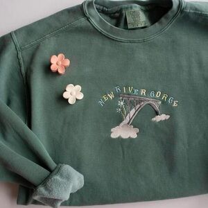 New River Gorge Comfort Colors Green Crewneck from ShopTraildust